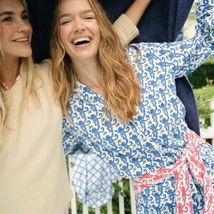 Roller Rabbit Monkey Long Sleeve Polo Pajamas Size MBLUE / M